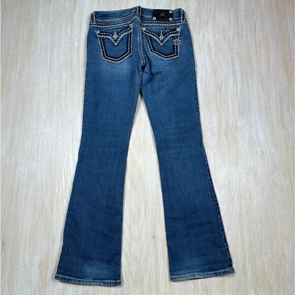 Miss Me Medium Wash Bootcut Jeans Western Cowgirl Stitch Flap Pockets Denim 27 - Picture 12 of 16
